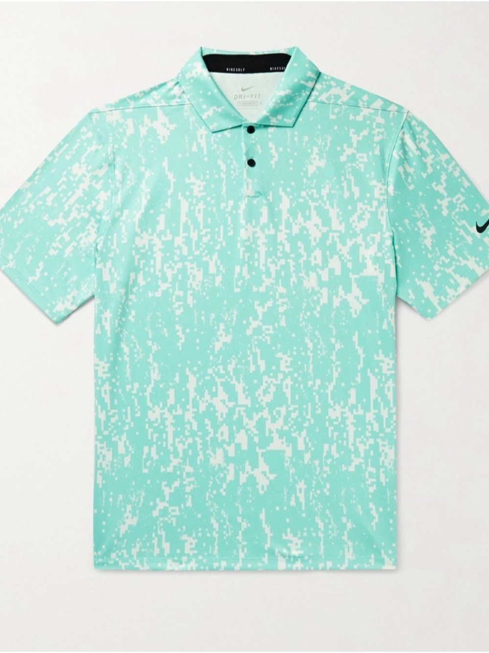 Nike Mint Green and White Pixel-Print Golf Polo